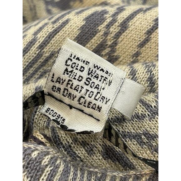 Peruvian Connection Open Cardigan Sweater Womens Sz M Beige & Gray Kimono Sleeve - Picture 6 of 6